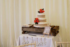 rustic wedding cake display