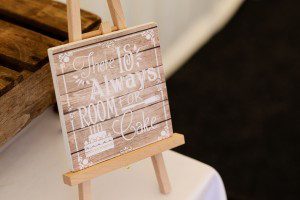 rustic wedding cake sign