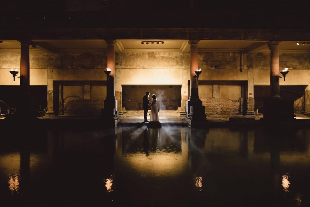 Elizabeth & Patrick roman baths wedding setting view