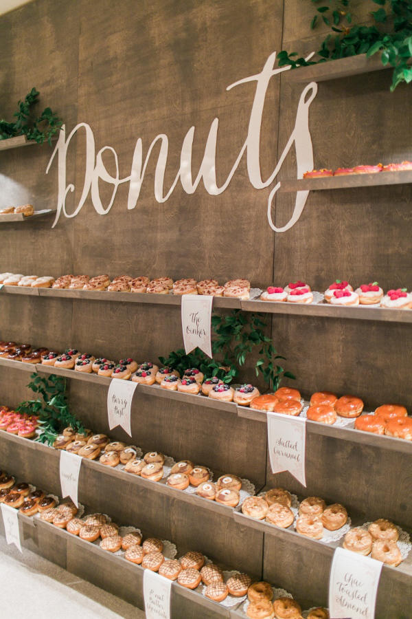 delicious wedding food donut doughnut wall