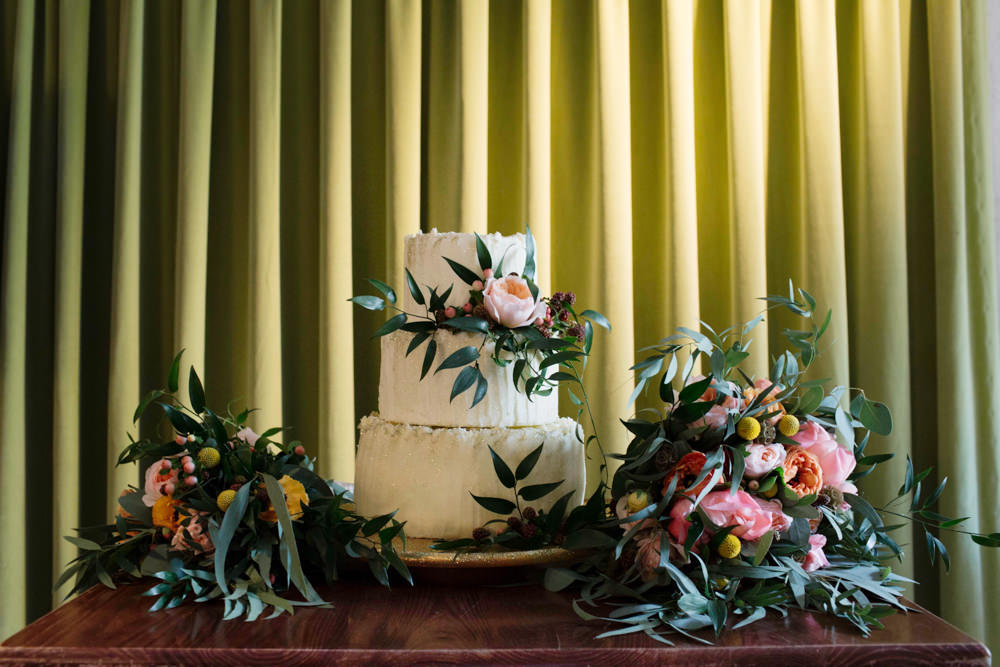 Warehouse wedding cake styling