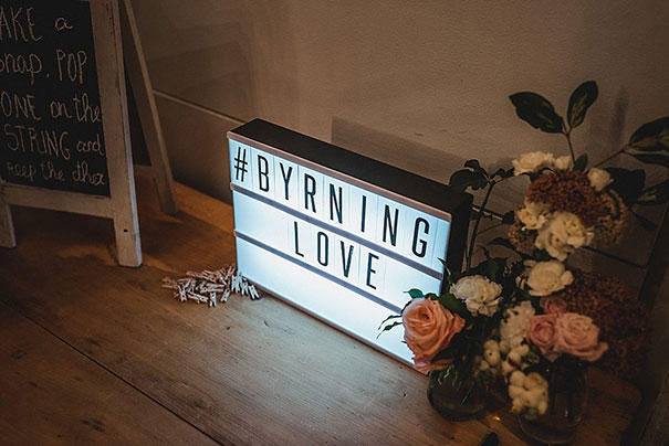 romantic industrial lightbox sign