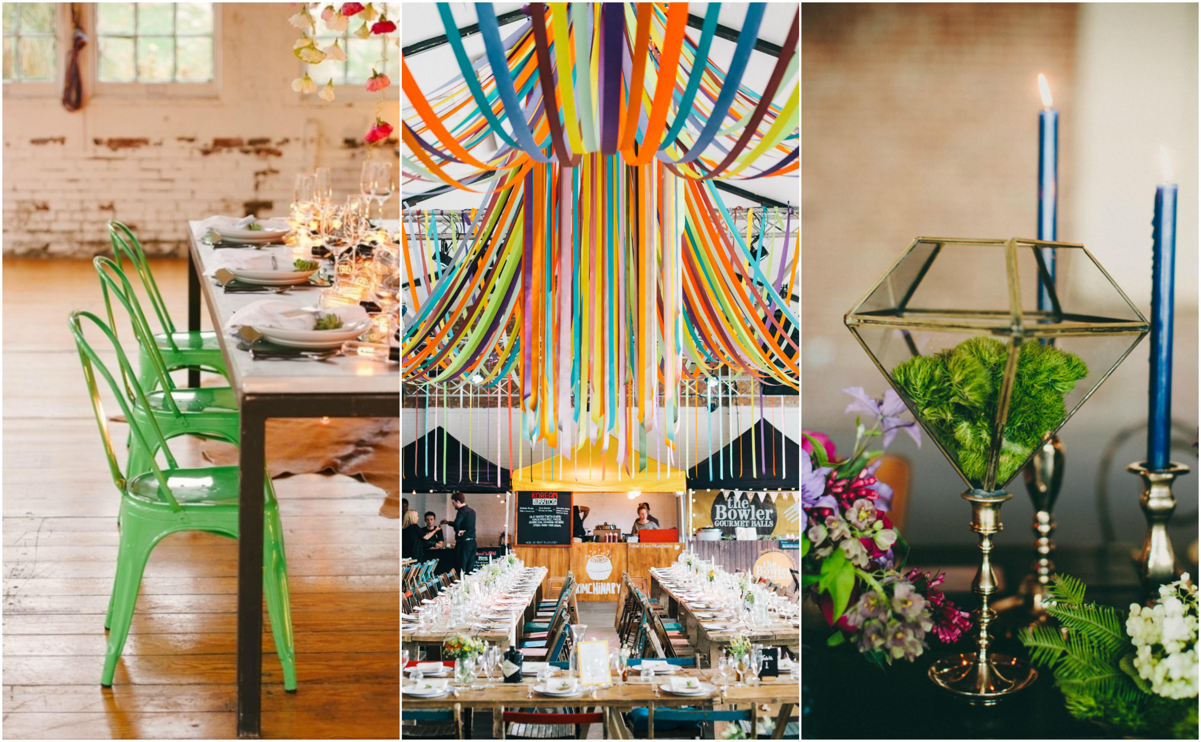 bright wedding table styling