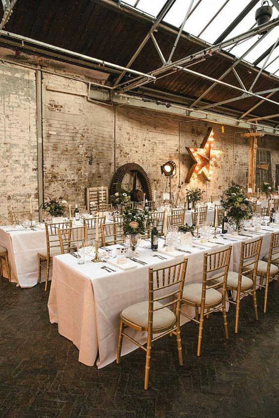 Warehouse wedding set up