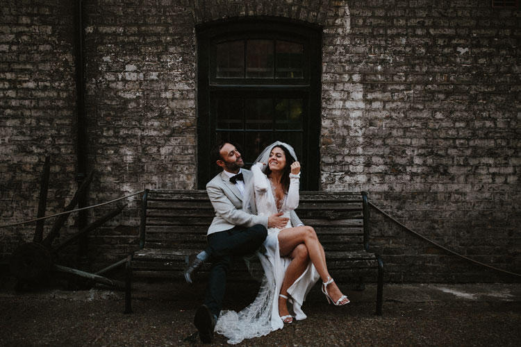 Urban chic wedding styling shot