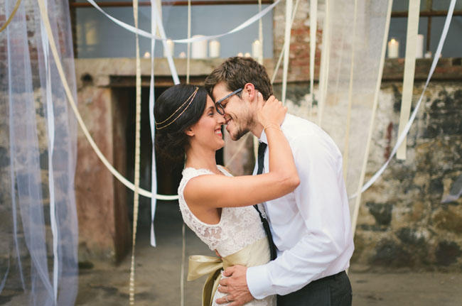 Wedding dance-floor ribbon styling