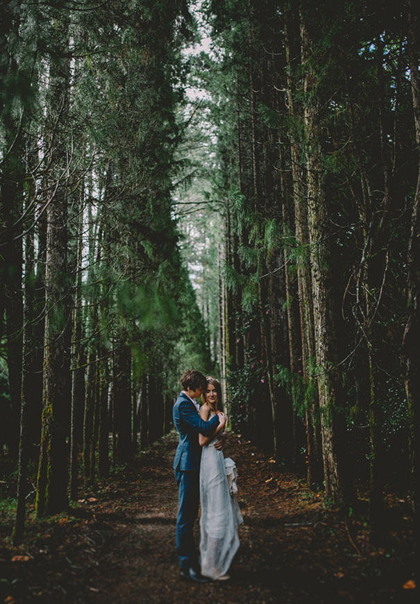 forest green wedding bride and groom