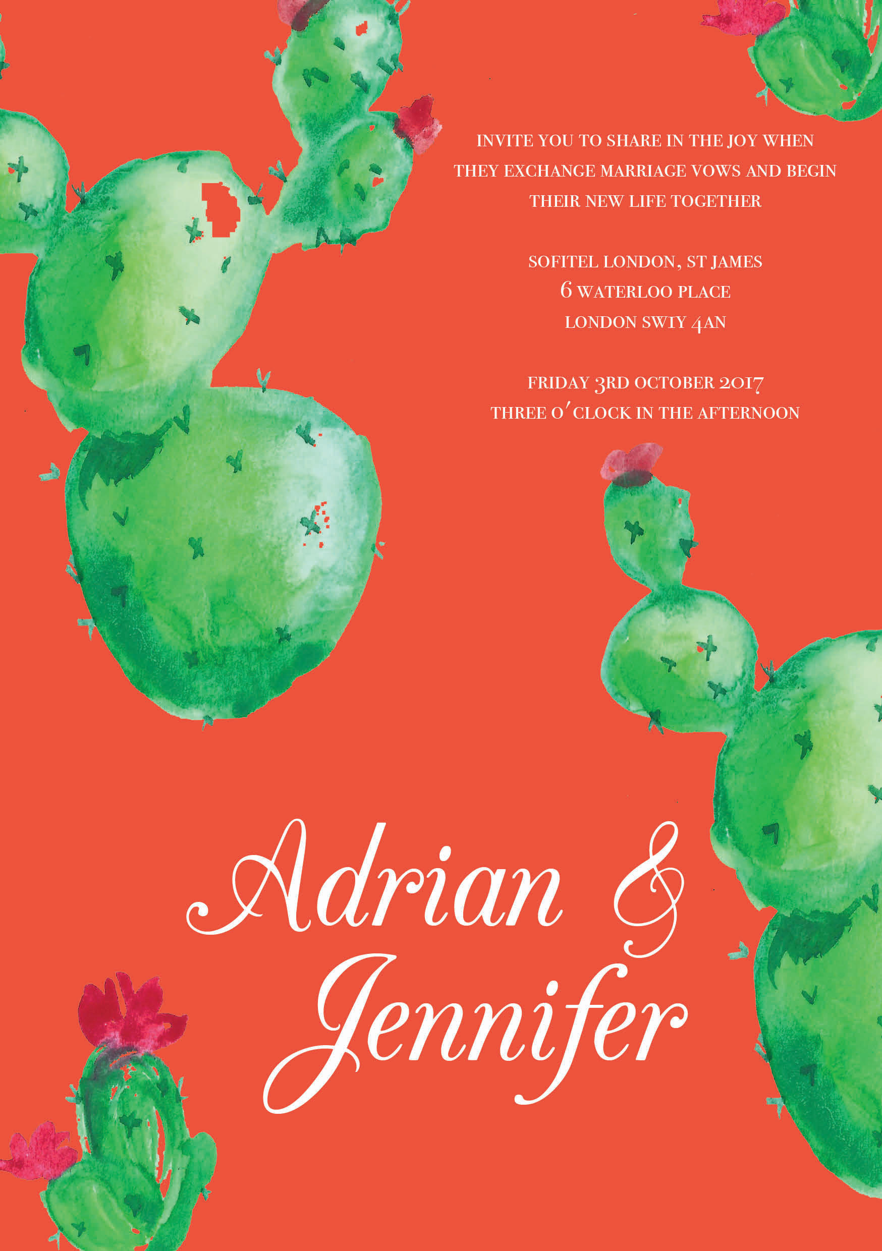 cactus wedding stationery