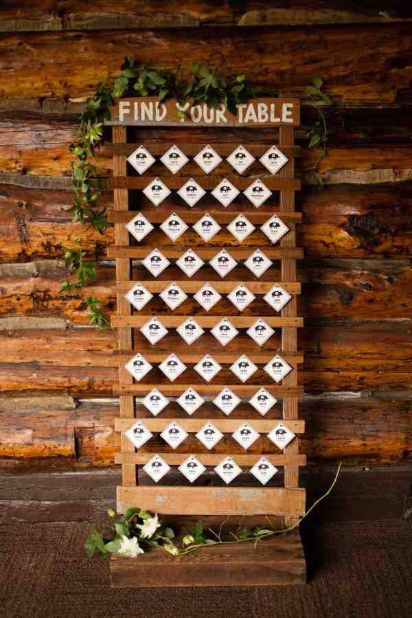 wedding seating plan rustic styling