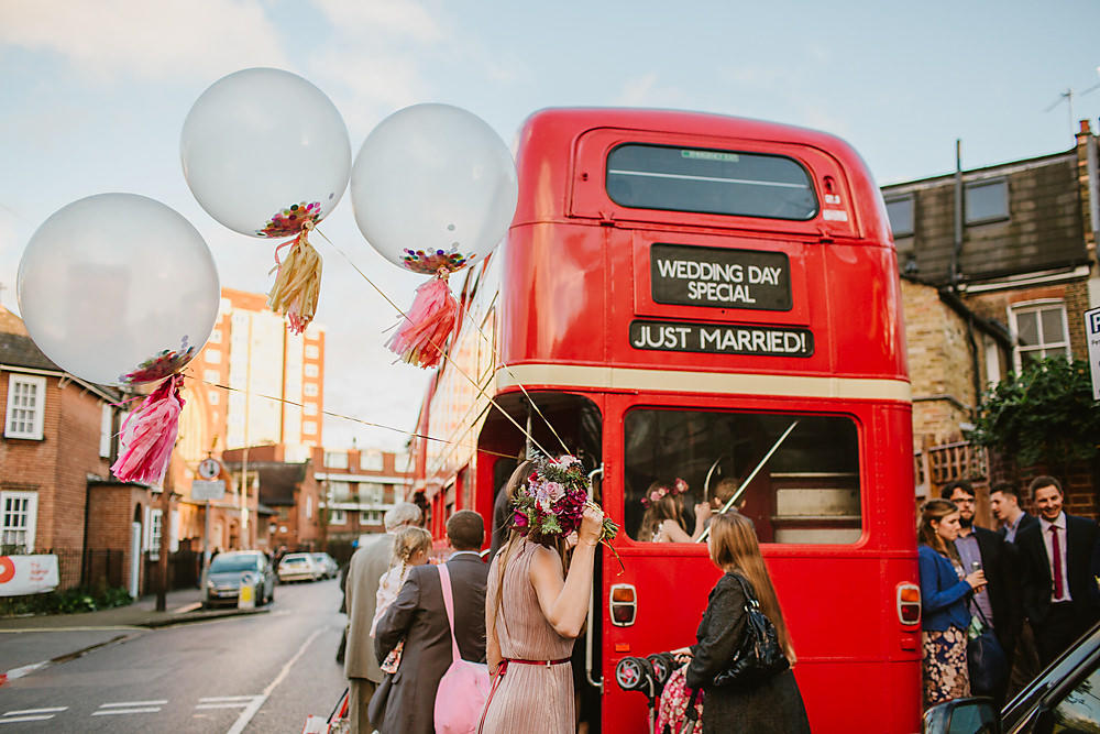 urban wedding London bus