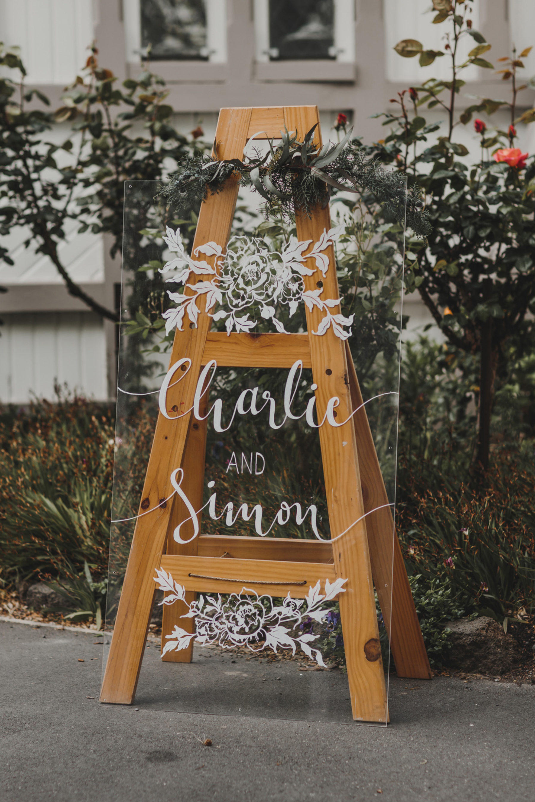 Wedding acrylic sign on easel