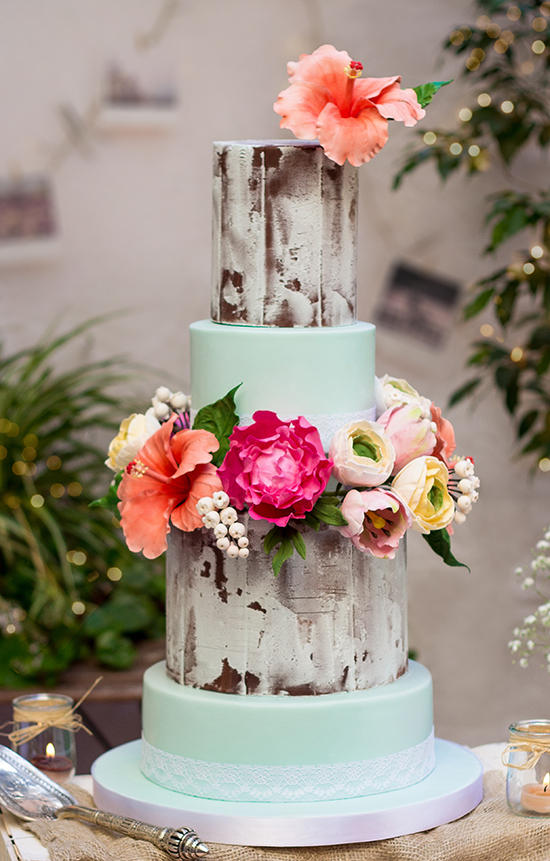 show-stopper mint floral wedding cake