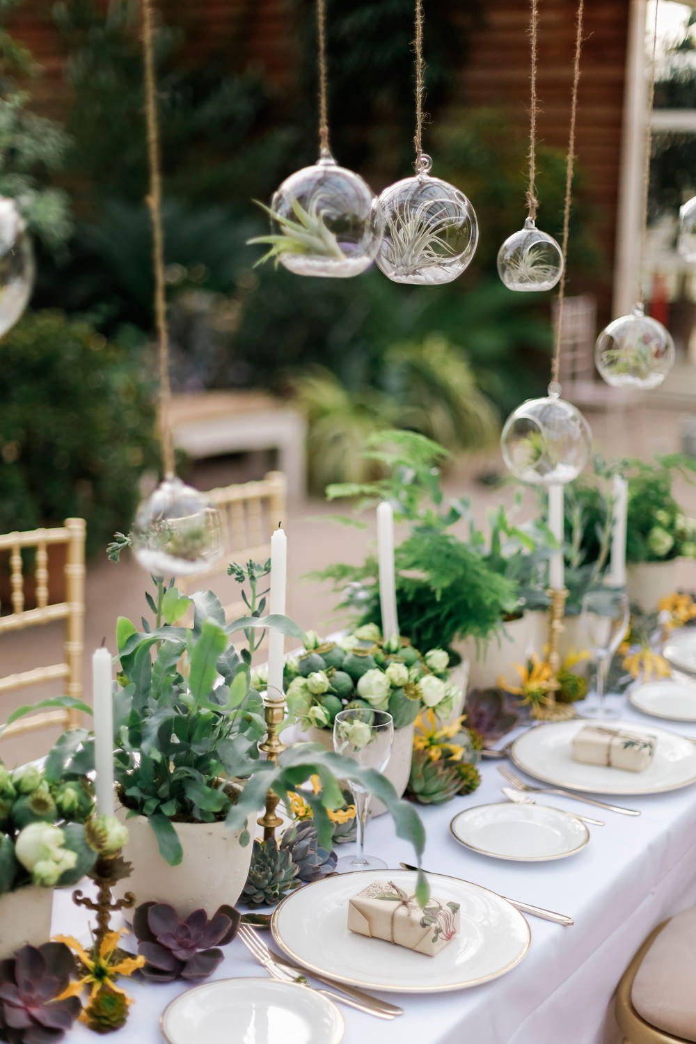 greenhouse wedding table setting