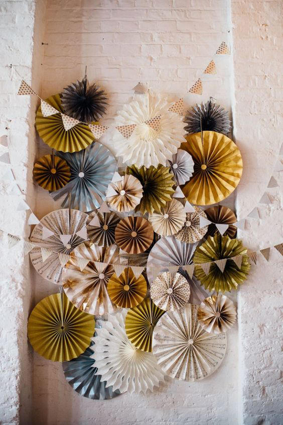 paper pinwheels for warehouse wedding
