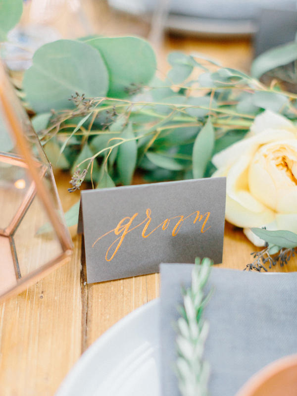 colour schemes copper and grey wedding stationery