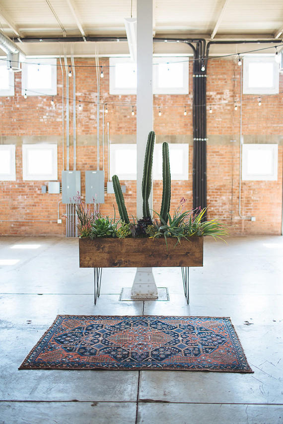 Wedding dance-floor cacti display idea