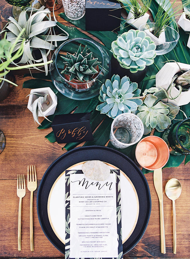 wedding succulents table arrangement