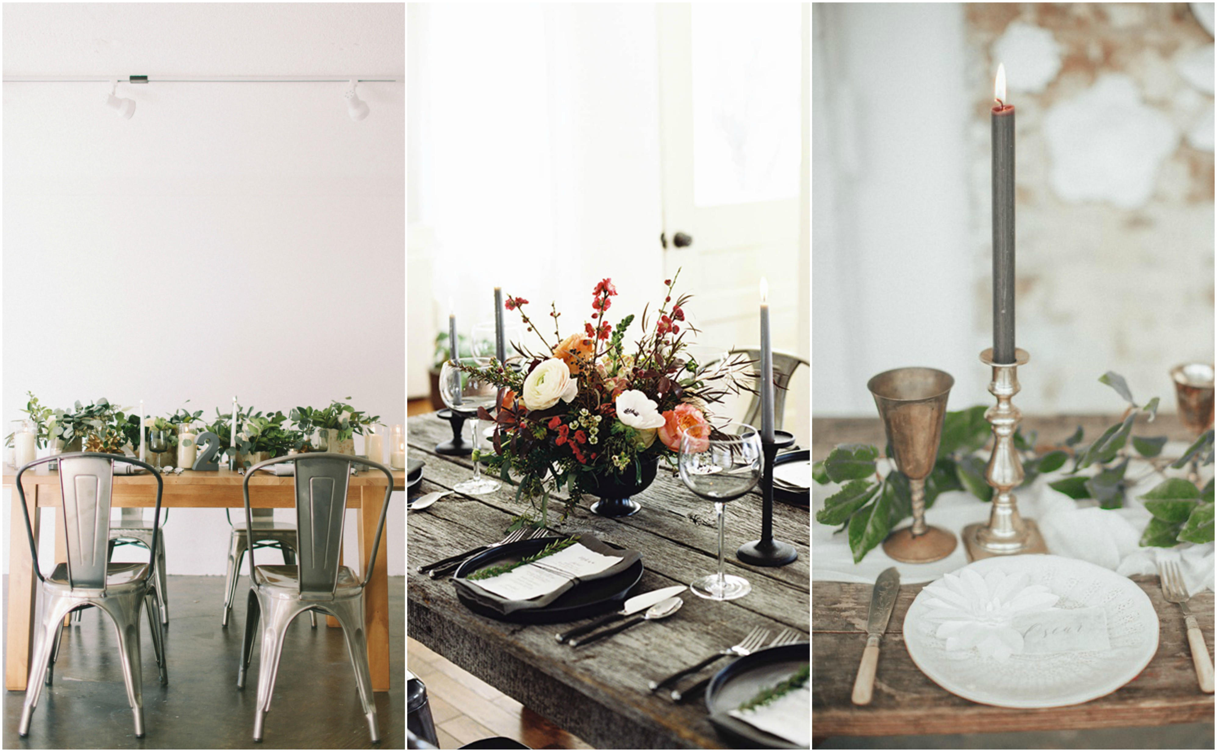 grey wedding table styling