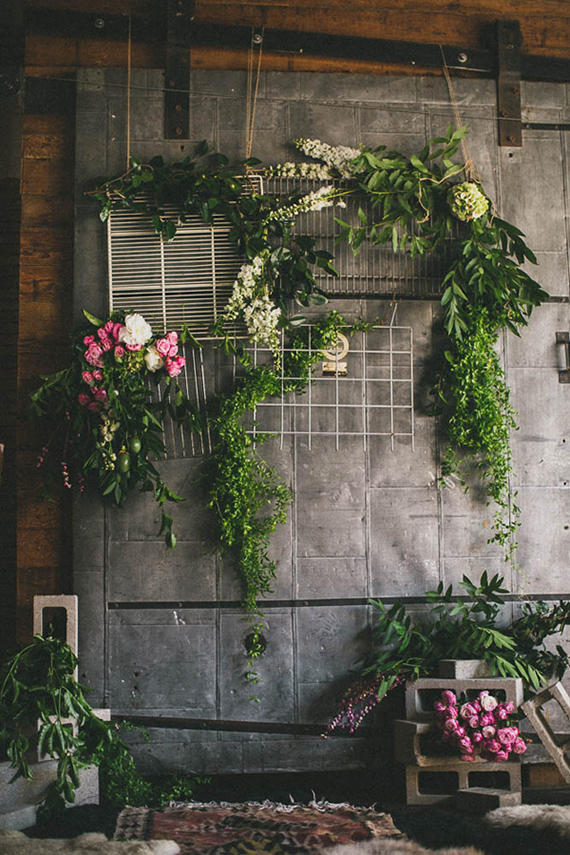 concrete wall wedding styling idea