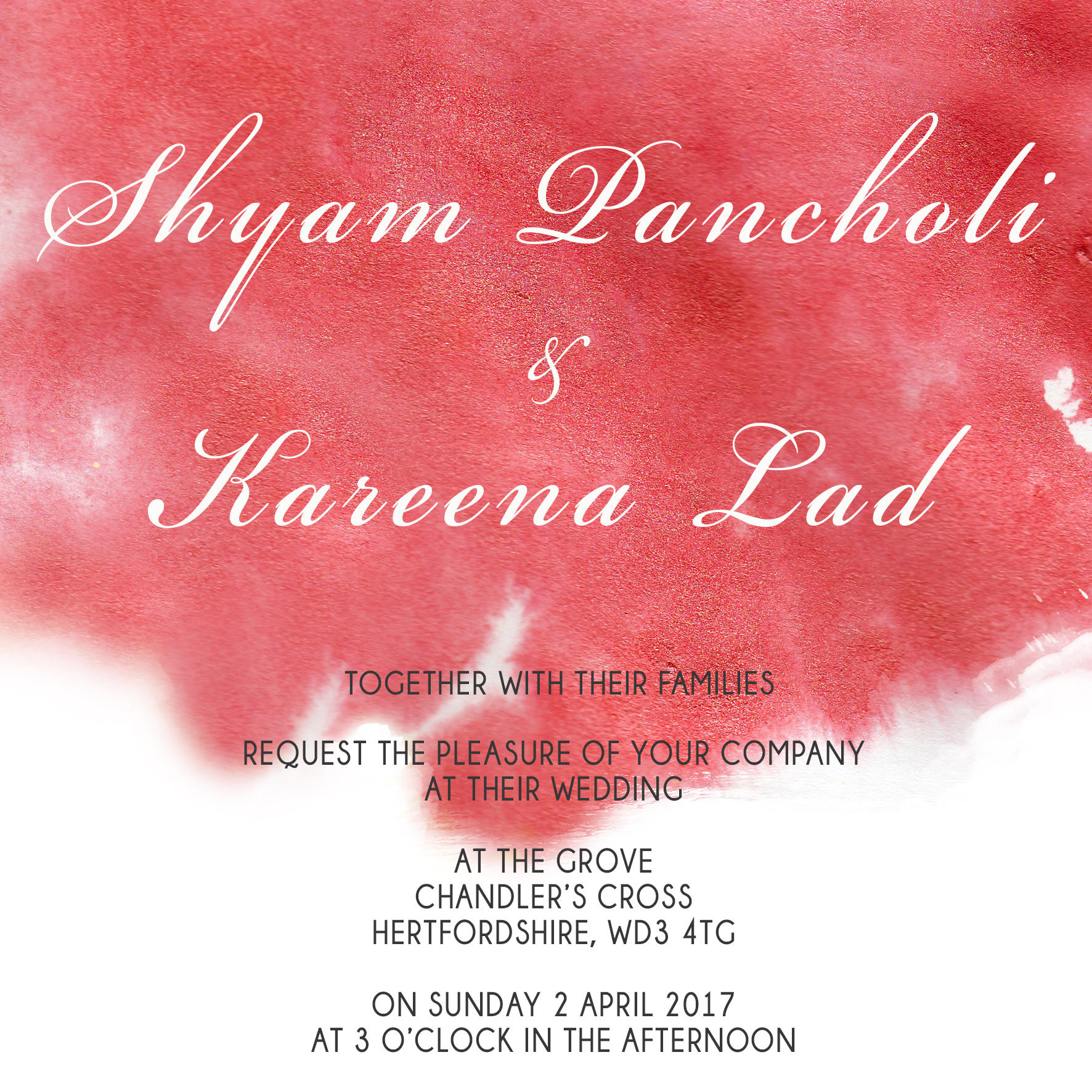 red watercolour wedding stationery