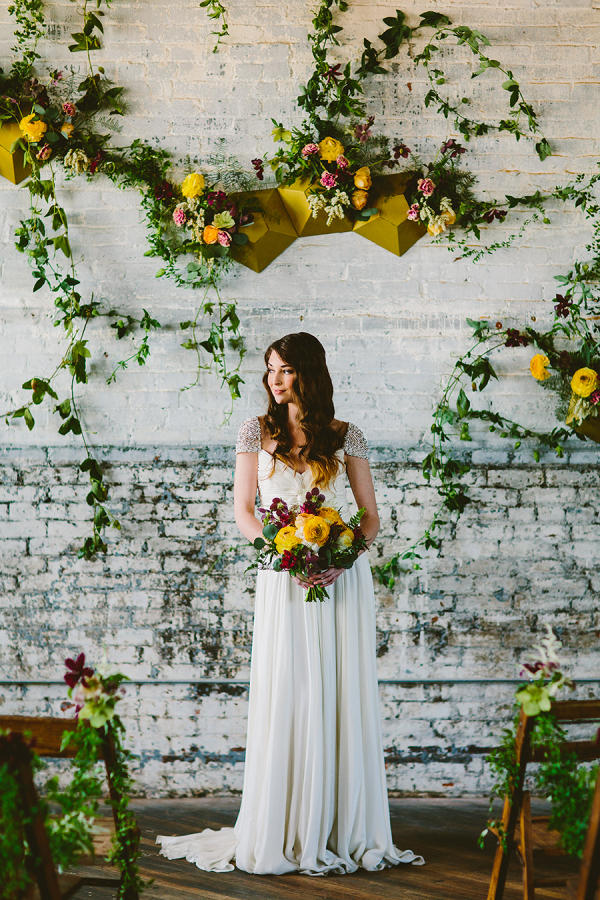 mustard yellow wedding floristry