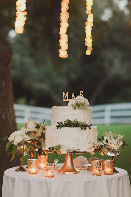 copper trend wedding cake display