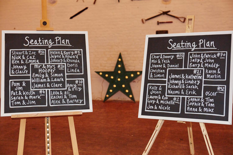 wedding seating plan chalk boards