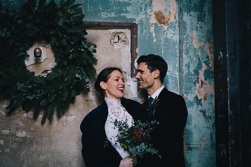 Winter Wedding Bride and Groom