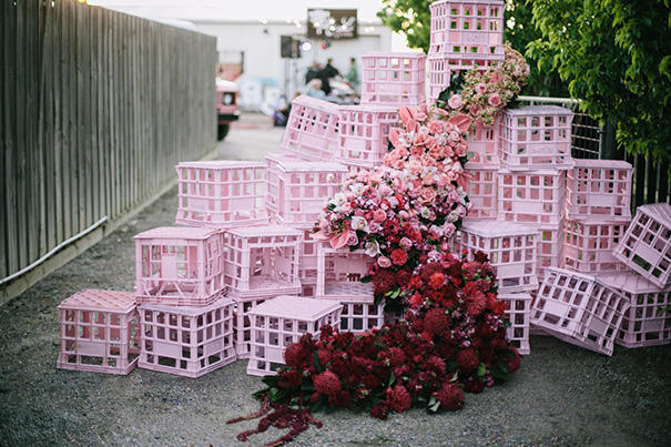 romantic industrial floral display idea