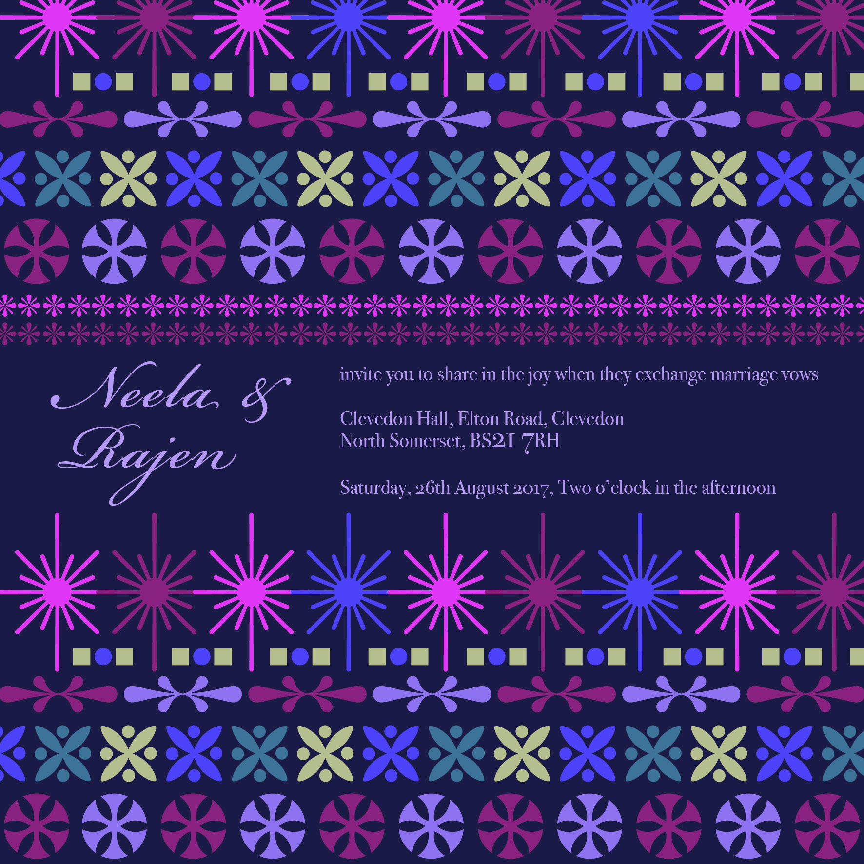 purple tribal wedding stationery