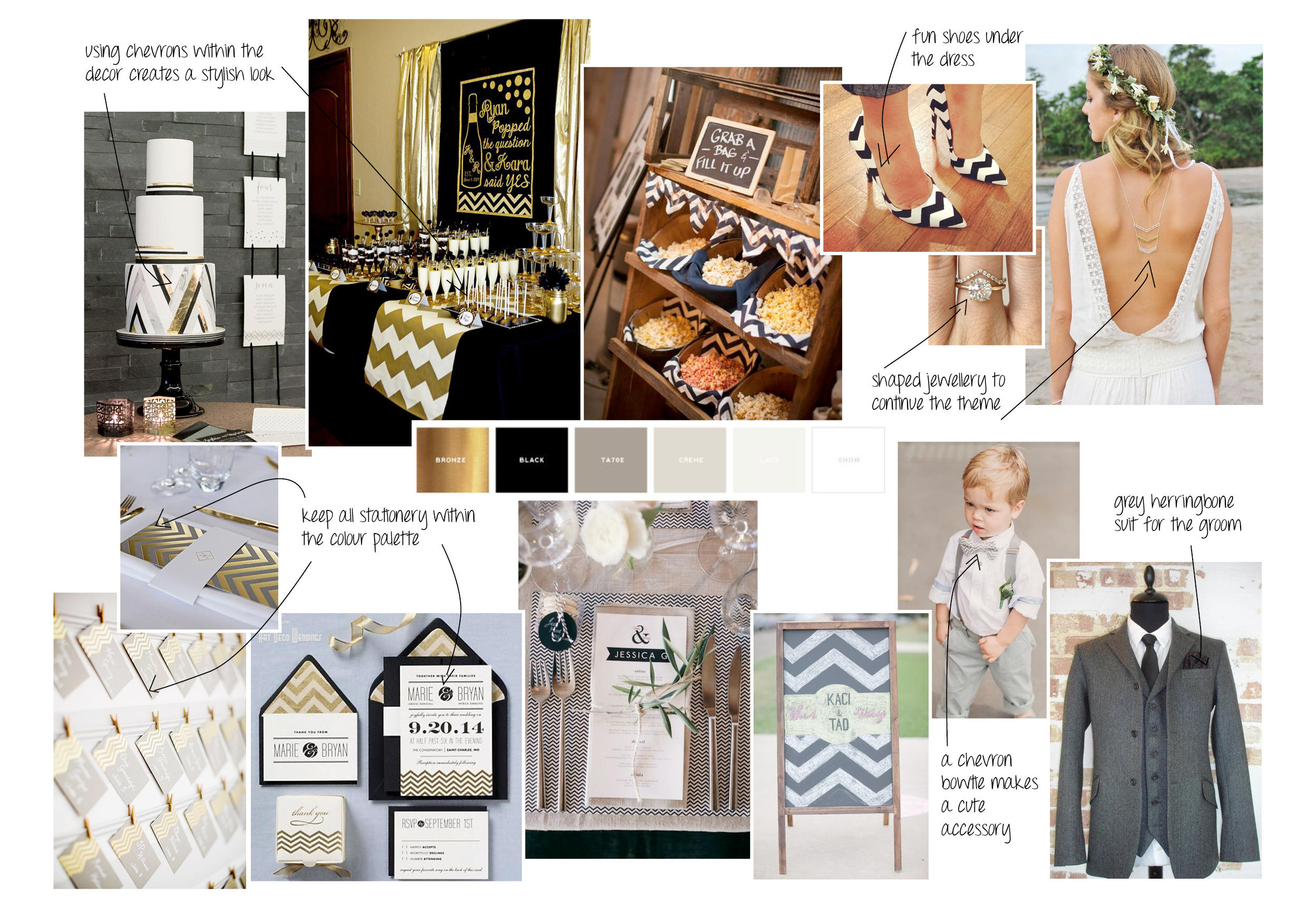 chevrons weddings styling moodboard