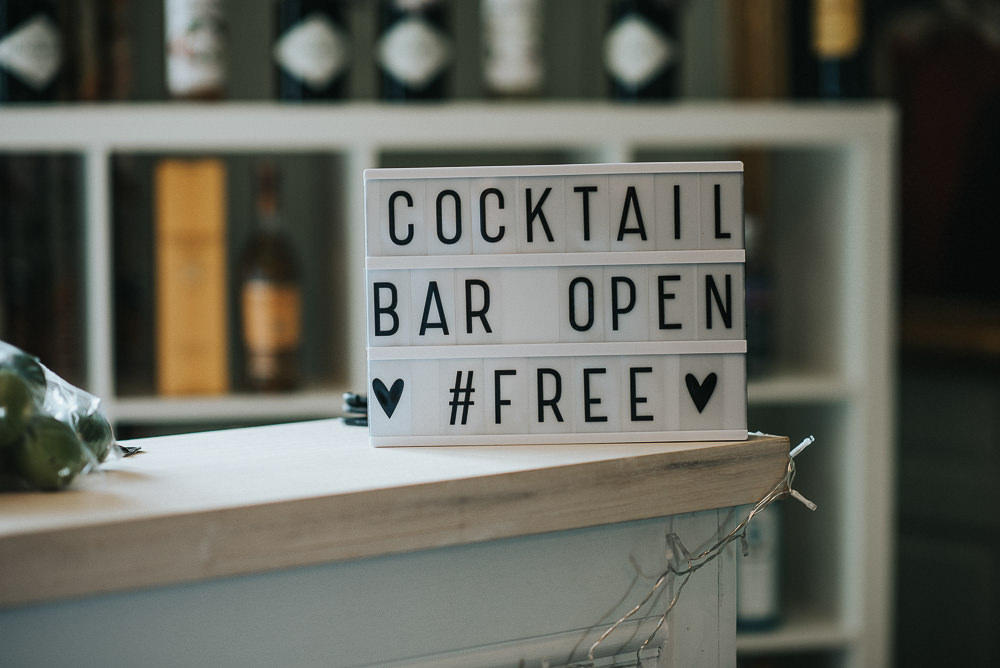 monochrome wedding bar sign