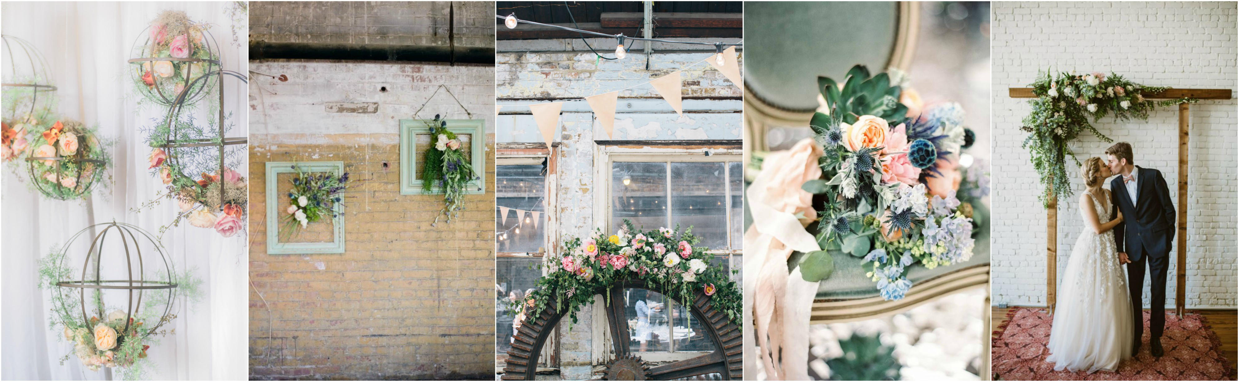 spring wedding industrial blooms