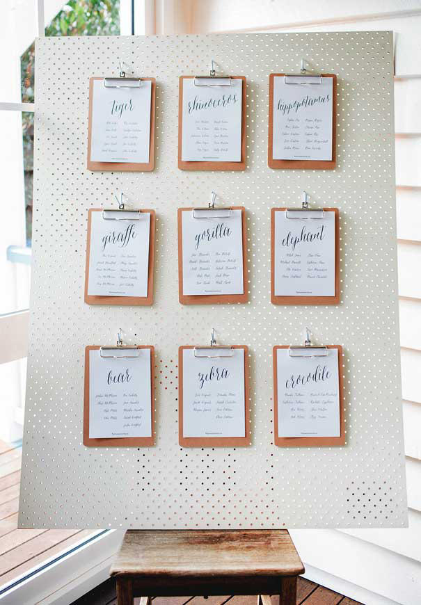 wedding seating plan clipboards