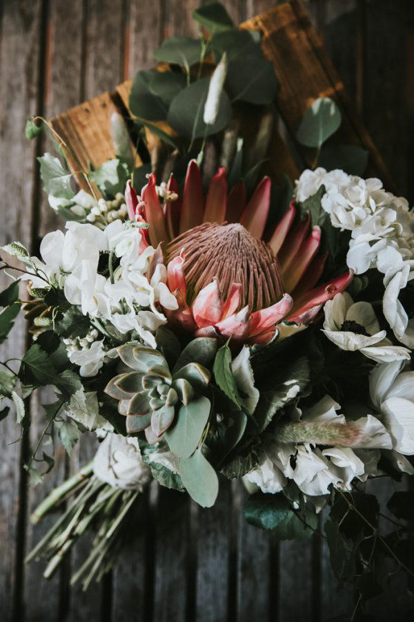 wedding succulents hand tied bouquet idea