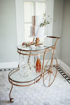 wedding cake on a wedding cart