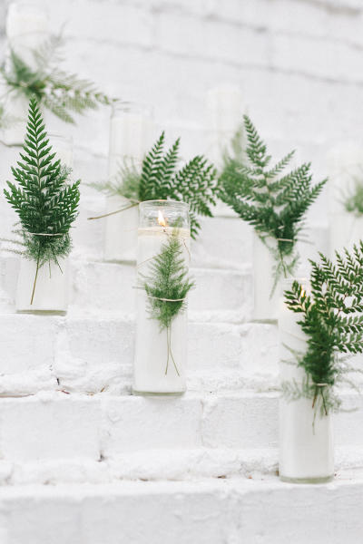 minimalist wedding ferns styling idea