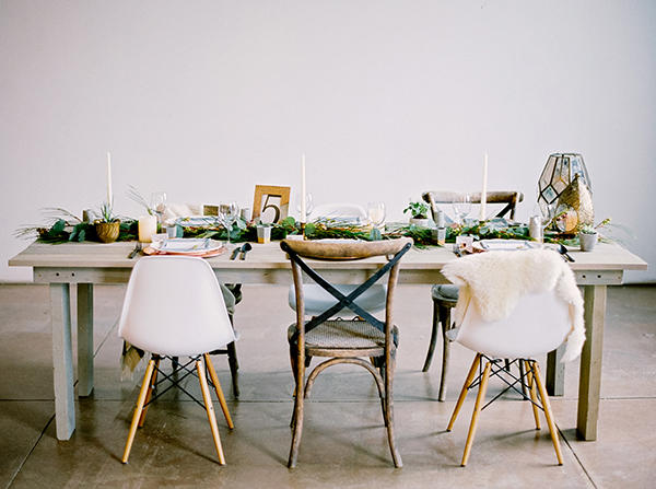 Greenhouse wedding seating styling