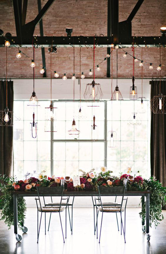 Edgy Lighting Ideas for Your Wedding mixed industrial