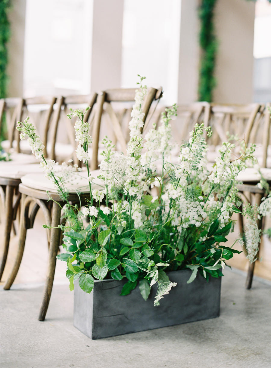 urban chic meets rustic wedding flower display