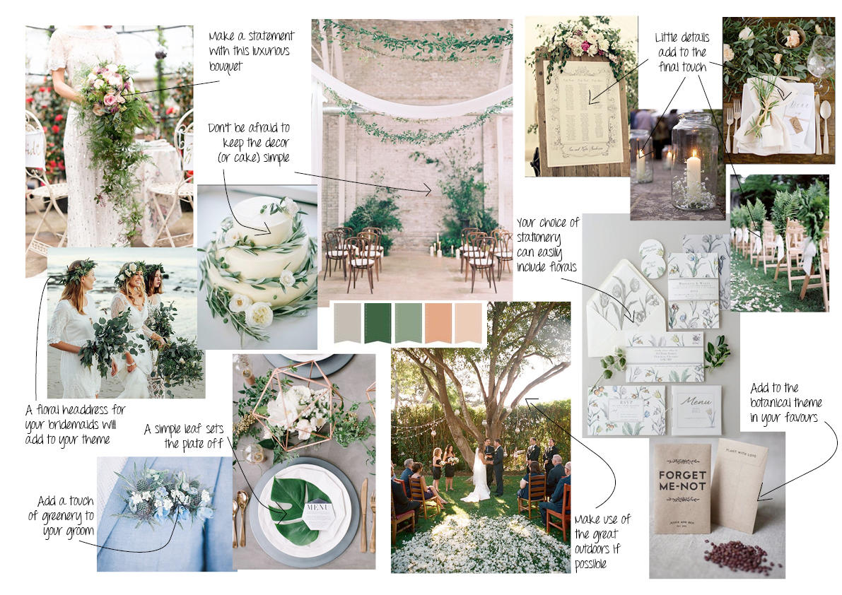 Wedding trends botanical mood board