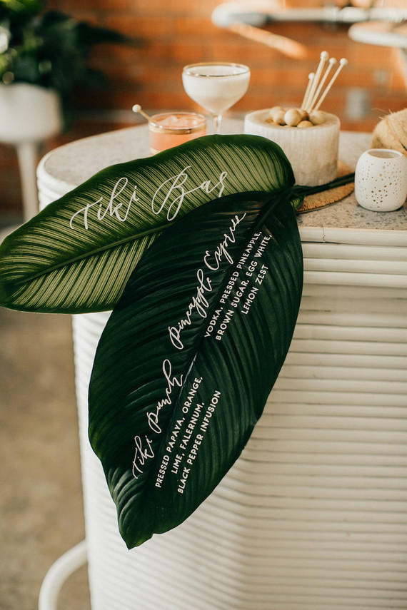 tropical wedding printed leaves