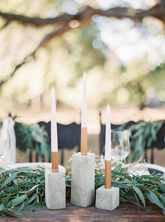 concrete wedding candle styling 