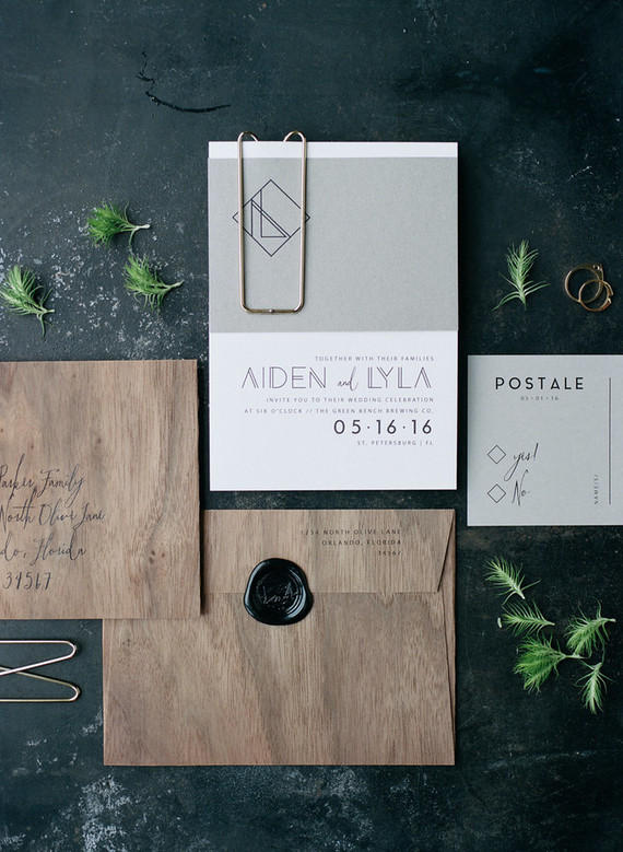 minimalist wedding stationery styling