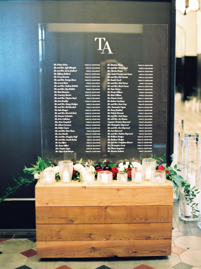 wedding seating plan perspex display