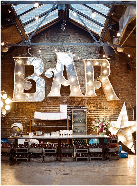 Edgy Lighting Ideas for Your Wedding large letters