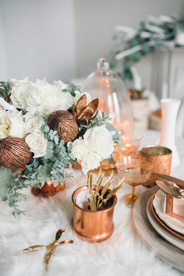 copper trend wedding table decor