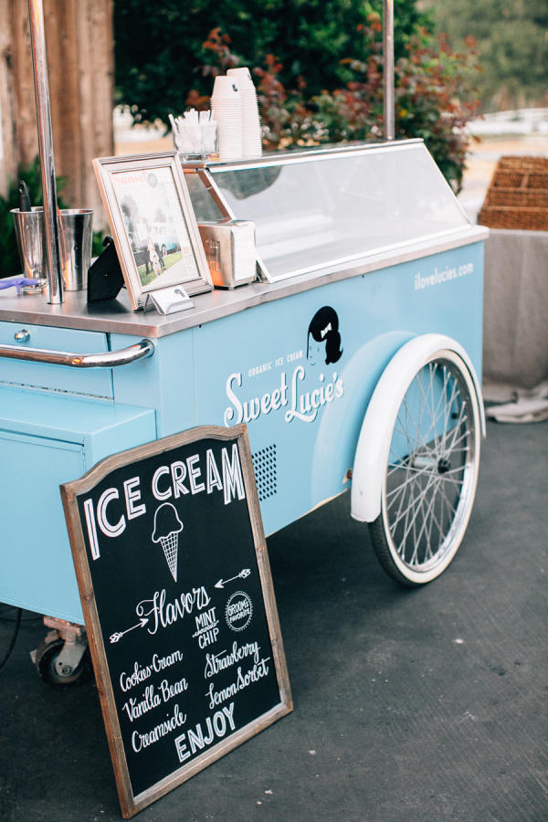 delicious wedding food ice cream cart