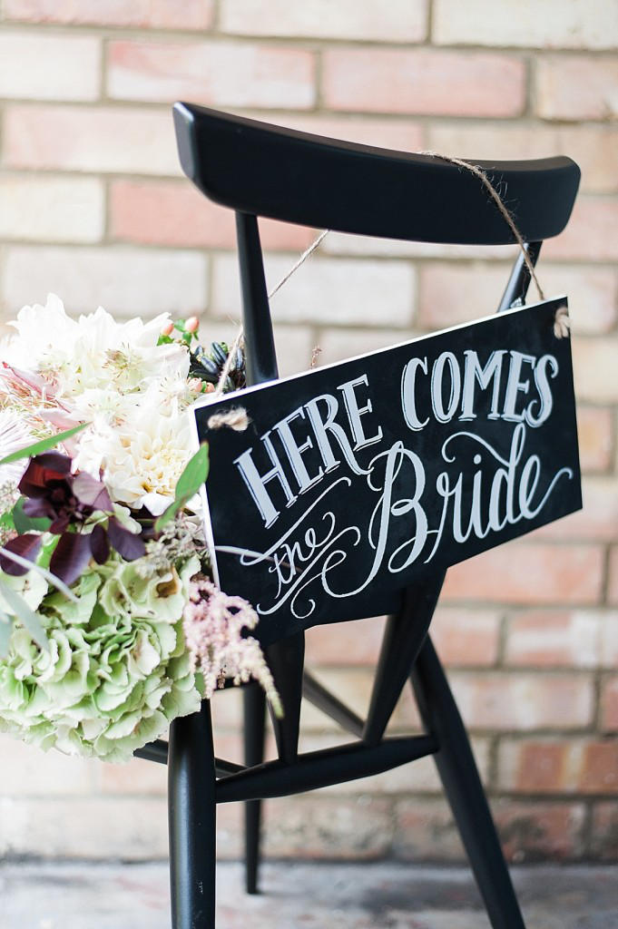 monochrome wedding sign style