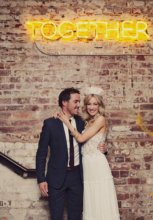 wedding traditions bride and groom neon sign